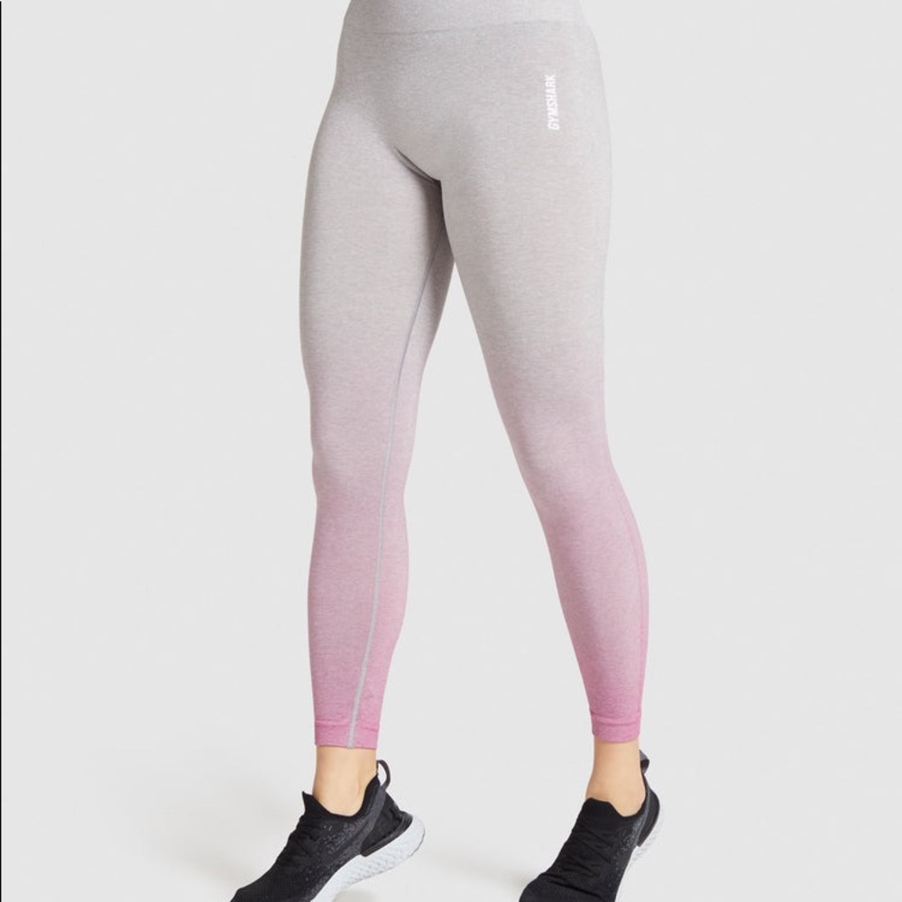 Gymshark ADAPT OMBRE SEAMLESS LEGGINGS (Light Grey Marl/Pink)